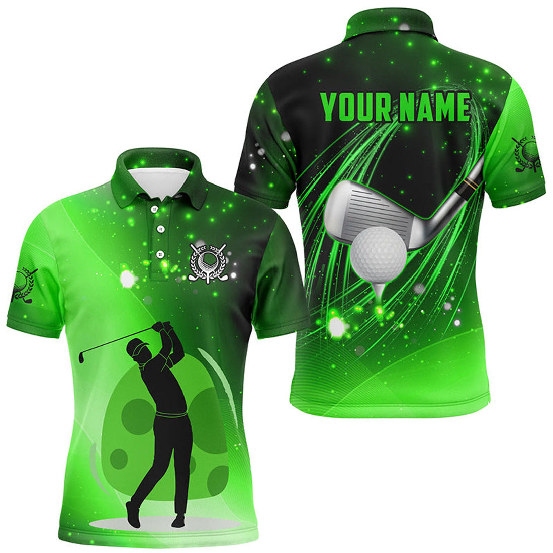 Custom Green Light Golf Ball Golf Outfit Men's Polo Shirt S-5XL
