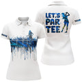 Custom Name Let's Par Tee Funny Blue and White Golf Top Women's Polo Shirts S-5XL