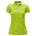 Custom Name Lime Green Easter Eggs Pattern Golf Gifts Women's Polo Shirts S-5XL