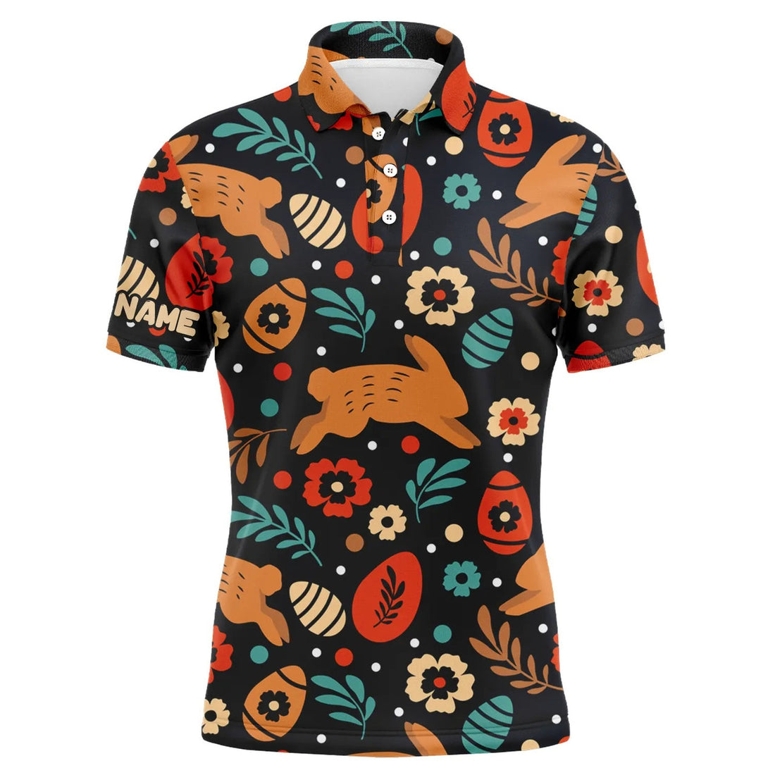 Custom Easter's Day Pattern Name Golf Personalized Gift For Men Men's Polo Shirt