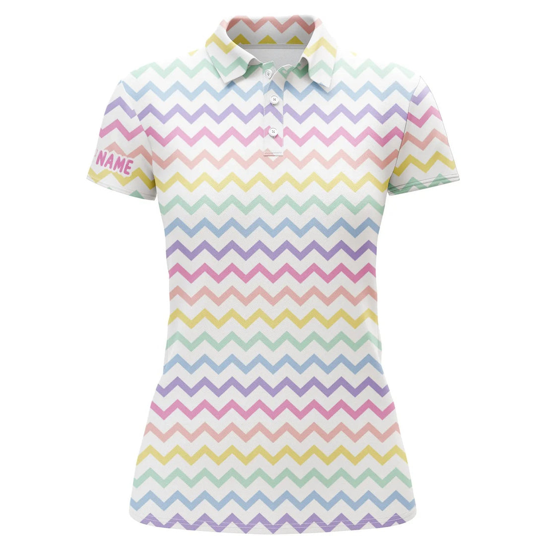 Custom Name Rainbow Colors Pattern Golf Polo Tops Women's Polo Shirts S-5XL