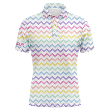 Golf Polo Shirt Personalized Name Rainbow Colors Pattern for Men's Polo Shirt