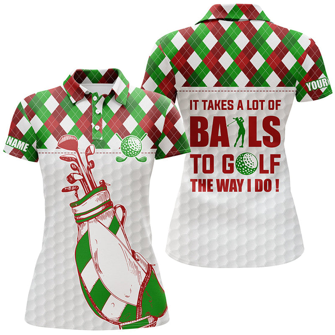 Custom Argyle Golf Shirt It Takes A Lot Of Balls Women's Polo Shirts S-5XL