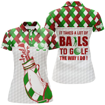 Custom Argyle Golf Shirt It Takes A Lot Of Balls Women's Polo Shirts S-5XL