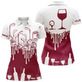 Custom White Red Golf Wine Custom Name Women 3D Polo Shirt Size S-5XL