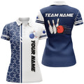 Custom Bowling White and Blue Camo Vintage Women's Polo Shirts S-5XL