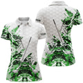 Custom Green Camo White Golf Top for Ladies Women's Polo Shirts S-5XL