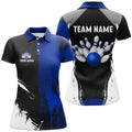 Custom Bowling Team Shirt Black and Blue Gift for Women's Polo Shirts S-5XL