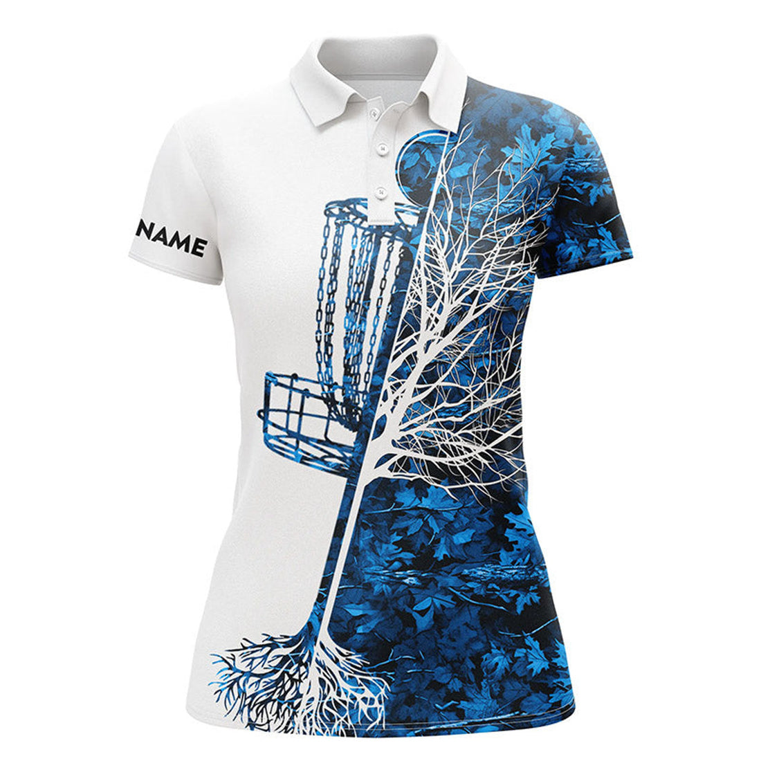 Custom Name Blue Camo Disc Golf Shirt for Women Women's Polo Shirts S-5XL