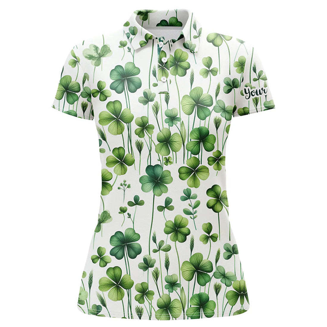 Custom Green Clover Golf Shirt St Patricks Day Team Design Women's Polo Shirts S-5XL