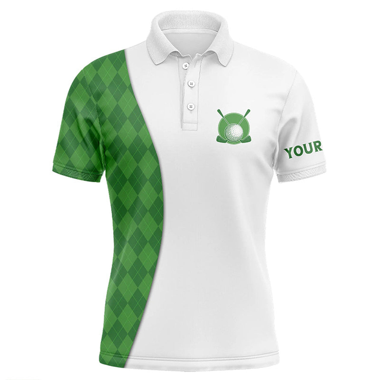 White Golf Polo Custom Green Argyle Plaid Best Mens Wear Men's Polo Shirt S-5XL