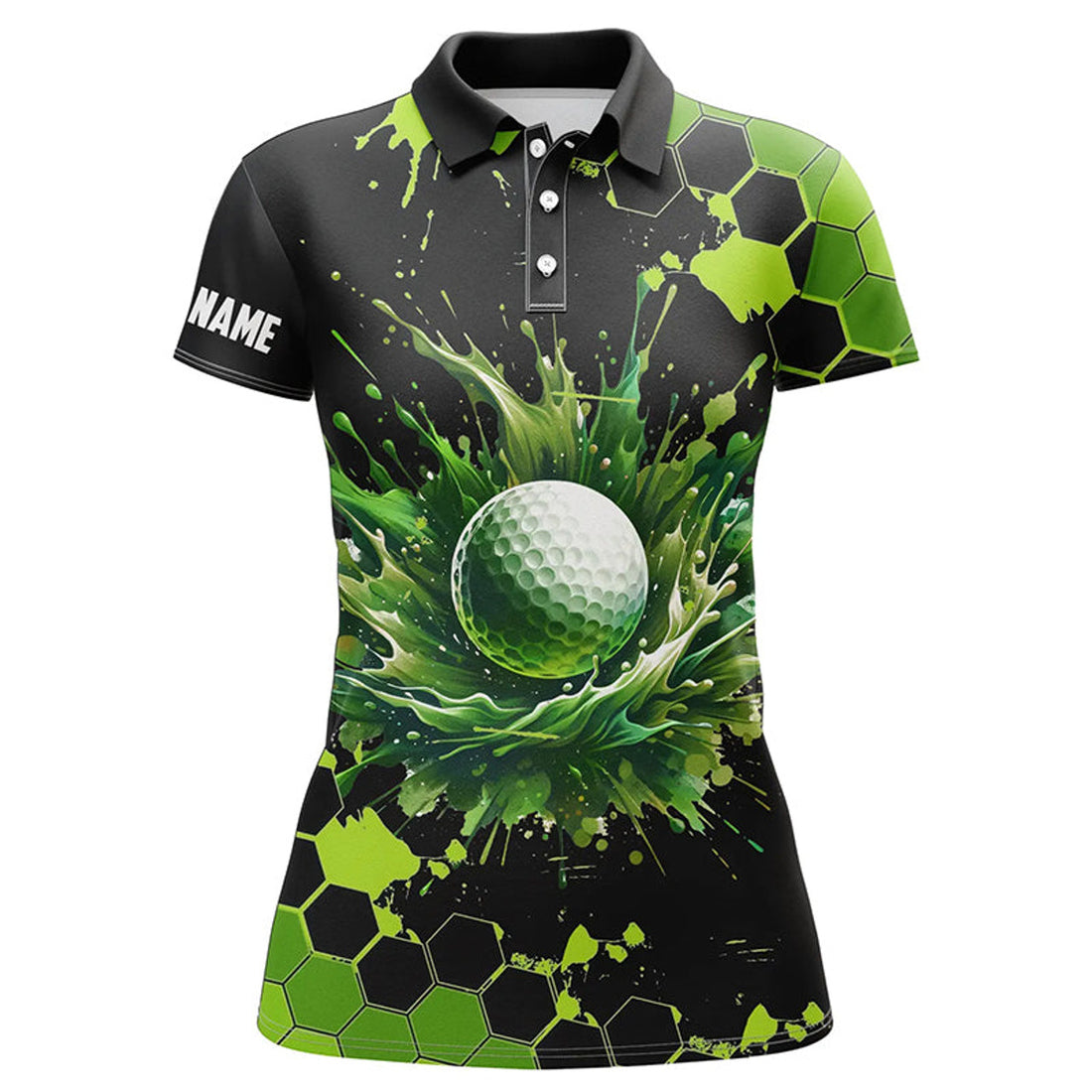Custom Name Black Green Golf Tops Gift For Her Women's Polo Shirts S-5XL