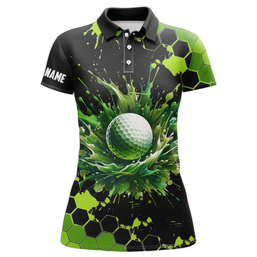 Custom Name Black Green Golf Tops Gift For Her Women's Polo Shirts S-5XL