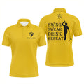 Custom Funny Golf Shirt Swing Drink Repeat Team Golf Men's Polo Shirt S-5XL