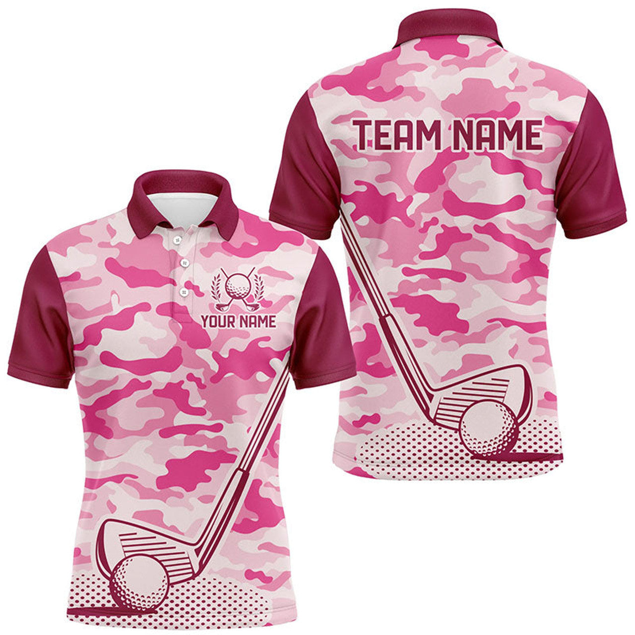 Custom Pink Camo Golf Outfit Team Shirt Men's Polo Shirt S-5XL