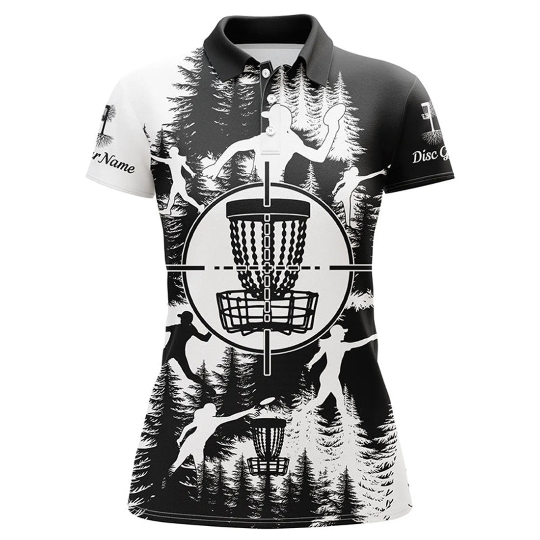 Custom Disc Golf Basket Frisbee Golf Shirts Black Women's Polo Shirts S-5XL