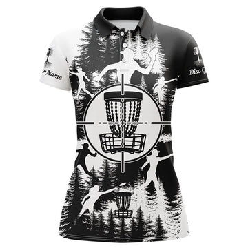 Custom Disc Golf Basket Frisbee Golf Shirts Black Women's Polo Shirts S-5XL