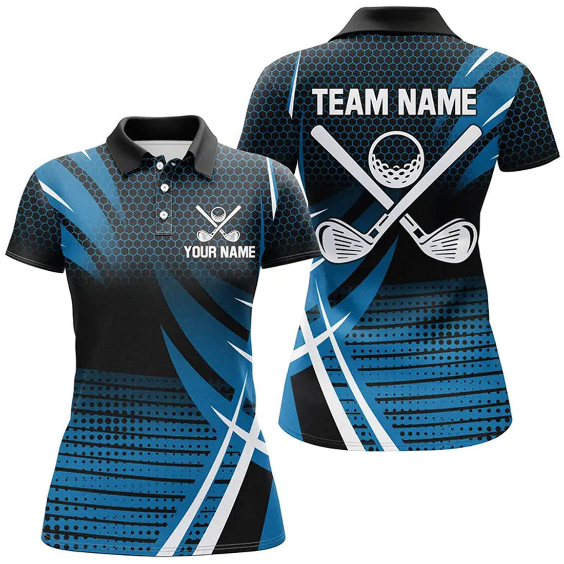 Custom Cool Golf Shirts for Women Team Gifts Blue Design Women's Polo Shirts S-5XL