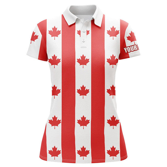 Custom Canadian Flag Golf Shirts Ladies Patriotic Tops Women's Polo Shirts S-5XL