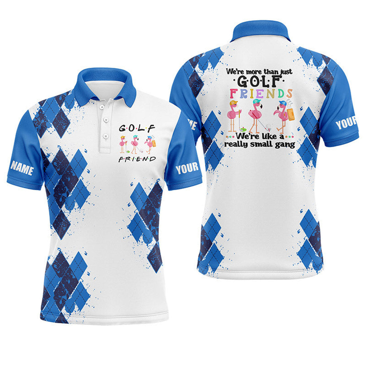 Flamingo Custom Name Golf Polo Shirt for Men Men's Polo Shirt S-5XL