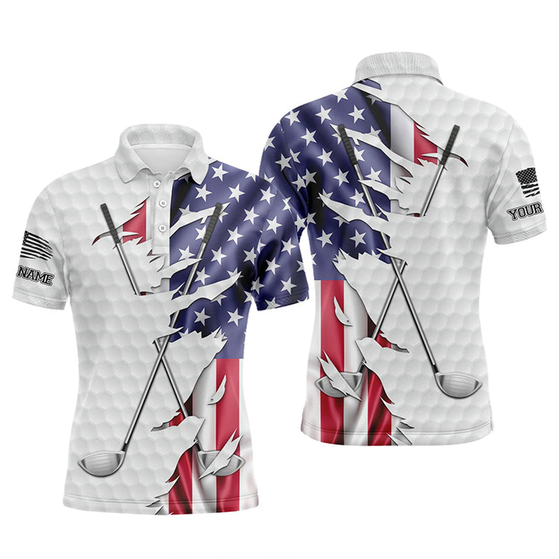 Custom Patriotic American Flag Golf Polo Shirt Men's Polo Shirt S-5XL