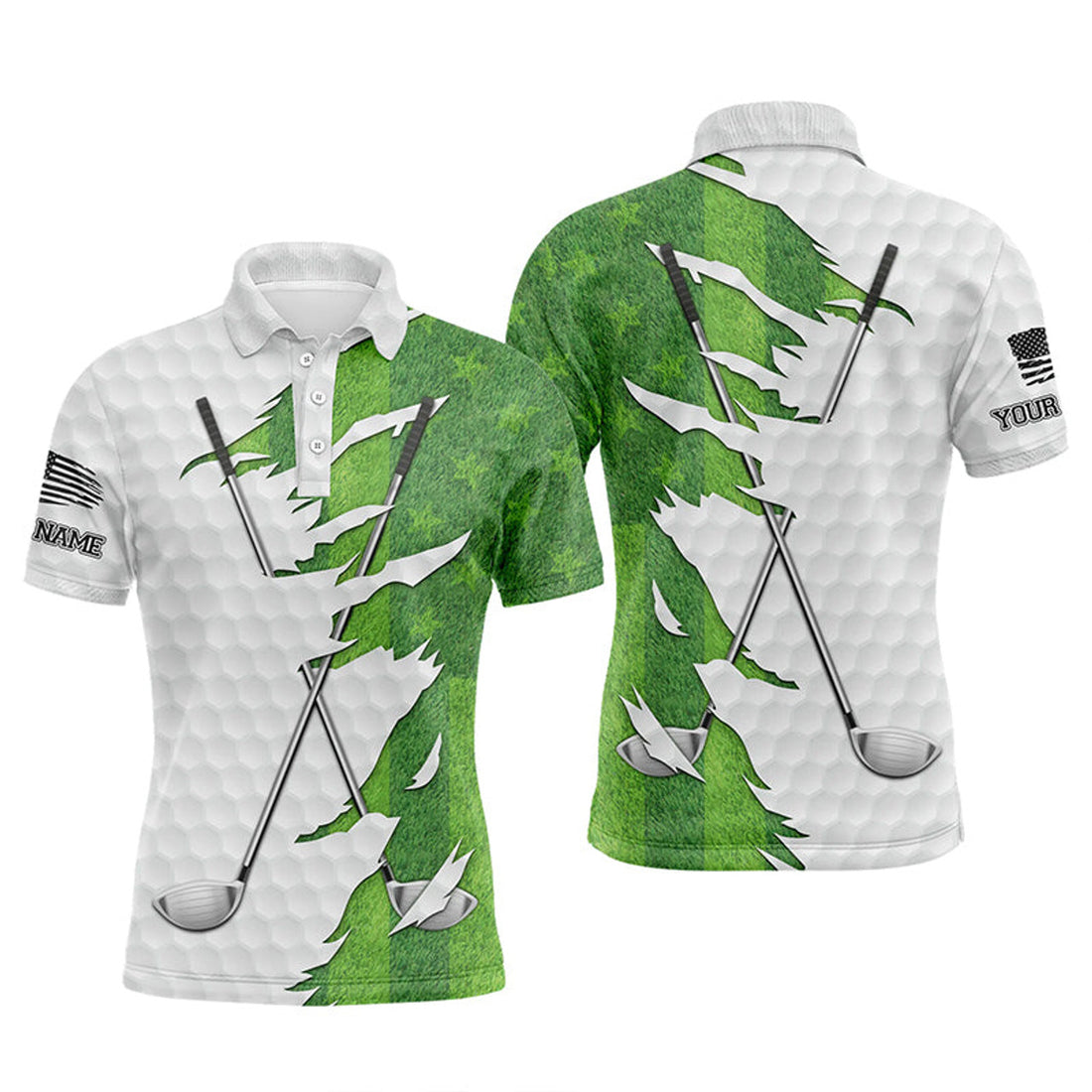 Custom Green Golf Grass Performance Shirt Golf Outfit Men's Polo Shirt S-5XL