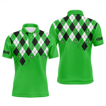 Custom Argyle Plaid Skull Gift for Golf Lover Husband Men's Polo Shirt S-5XL