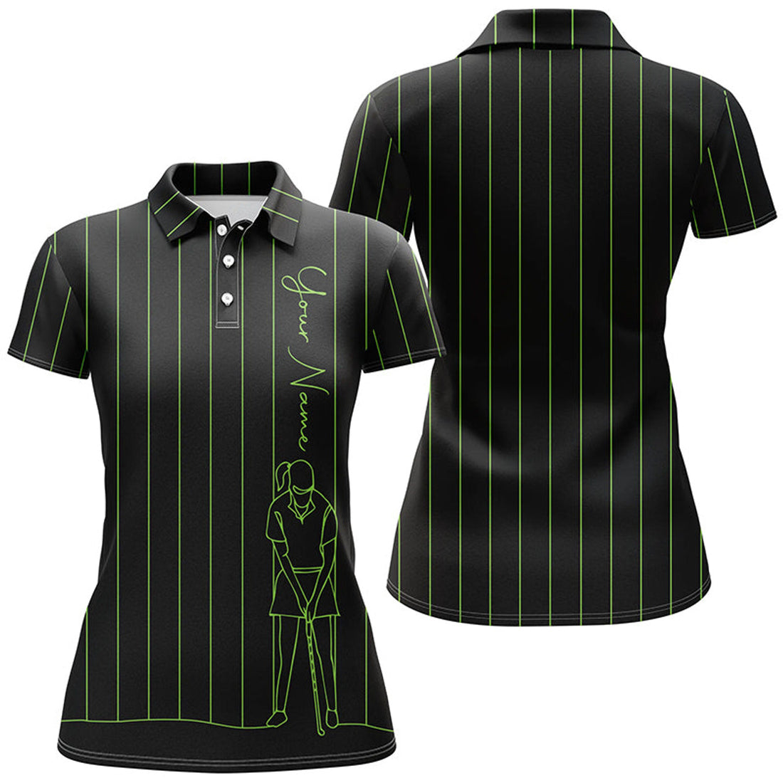 Custom Stripes Golf Tops Gift for Girls Personalized Women's Polo Shirts S-5XL