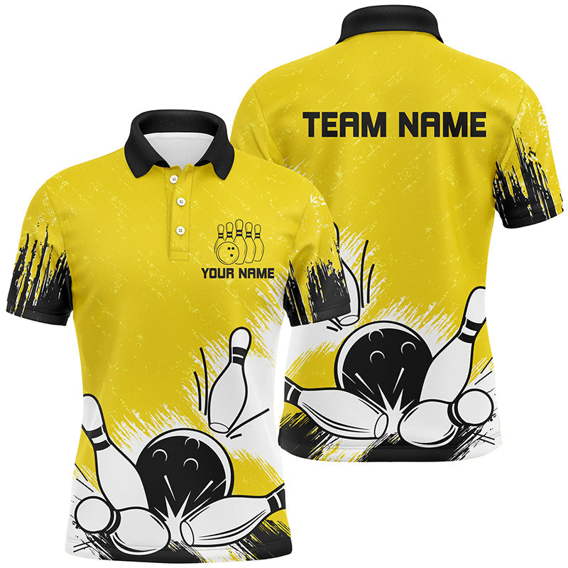 Retro Bowling Quarter Zip Custom Team Mens Polo Shirt S-5XL