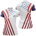 Custom American Flag Red White Blue Patriotic Ladies Golf Women's Polo Shirts S-5XL