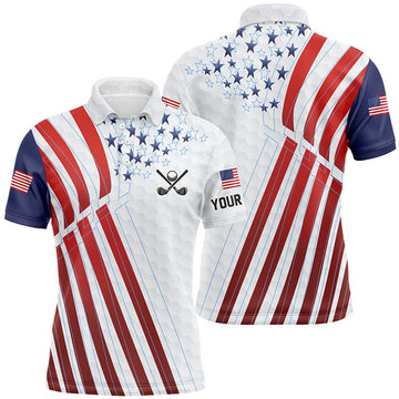 American Flag Golf Polo Shirt Red White Blue Patriotic Mens Polo Shirt S-5XL