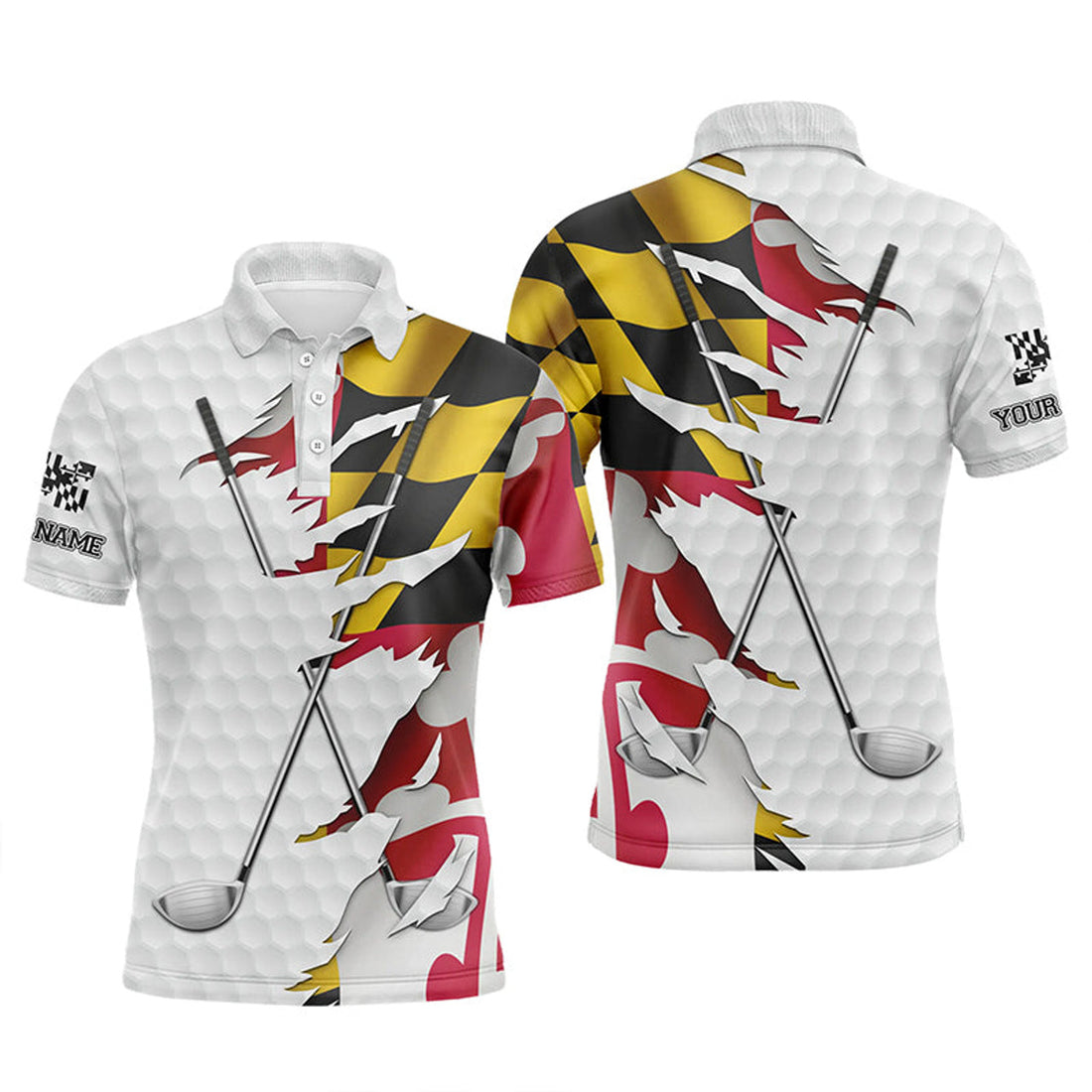 Personalized Golf Shirt Maryland Flag Patriot Men's Polo Shirt S-5XL