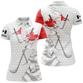 Custom Canadian Flag Golf Shirt with White Golf Ball Skin Women's Polo Shirts S-5XL