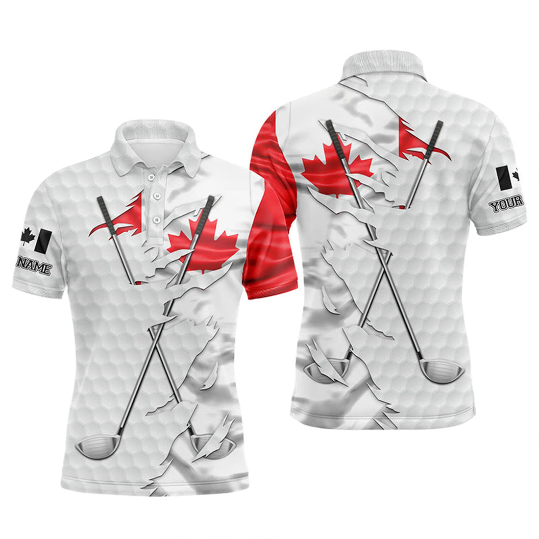 Custom Mens Golf Polo Shirts Canadian Flag Men's Polo Shirt S-5XL