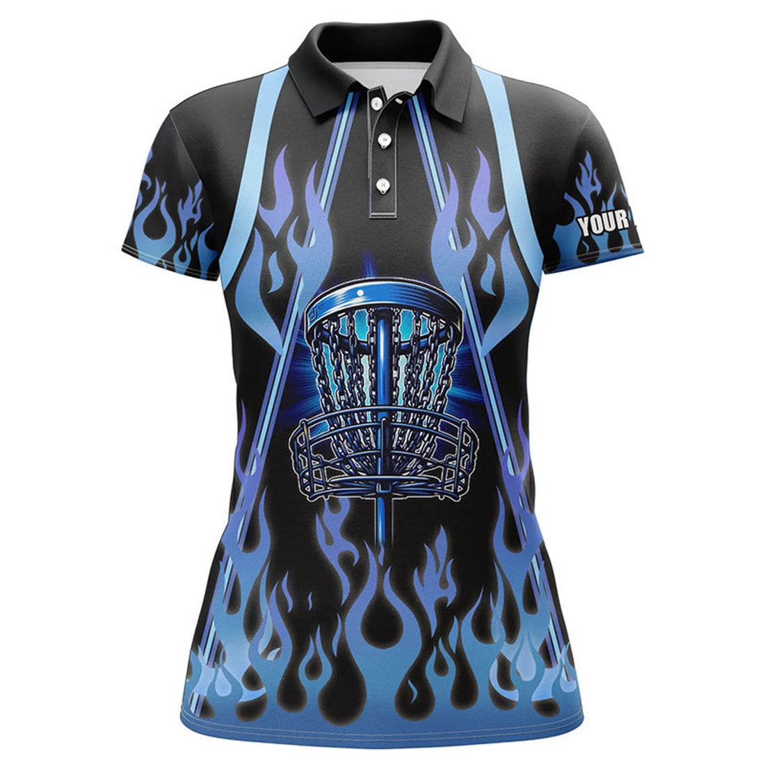 Custom Disc Golf Blue Flame Basket Shirt for Women Women's Polo Shirts S-5XL