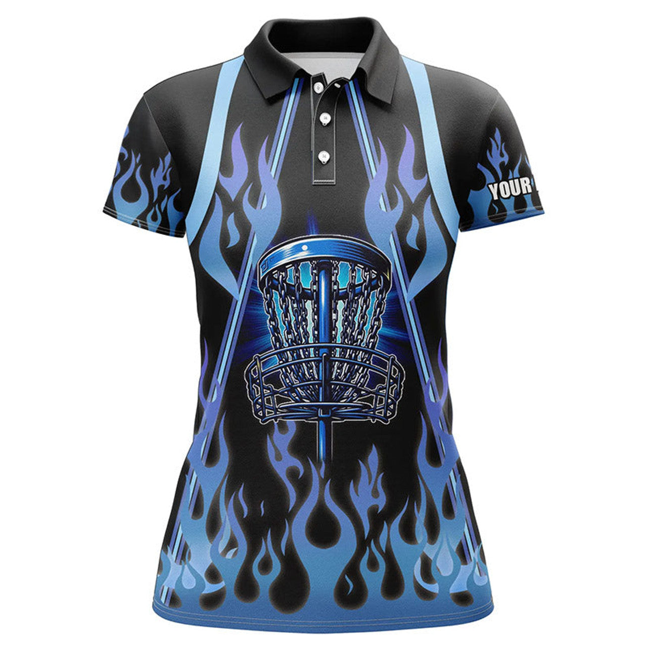 Custom Disc Golf Blue Flame Basket Shirt for Women Women's Polo Shirts S-5XL