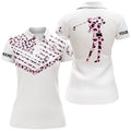 Custom Pink Leopard American Flag White Golf Shirt Women's Polo Shirts S-5XL