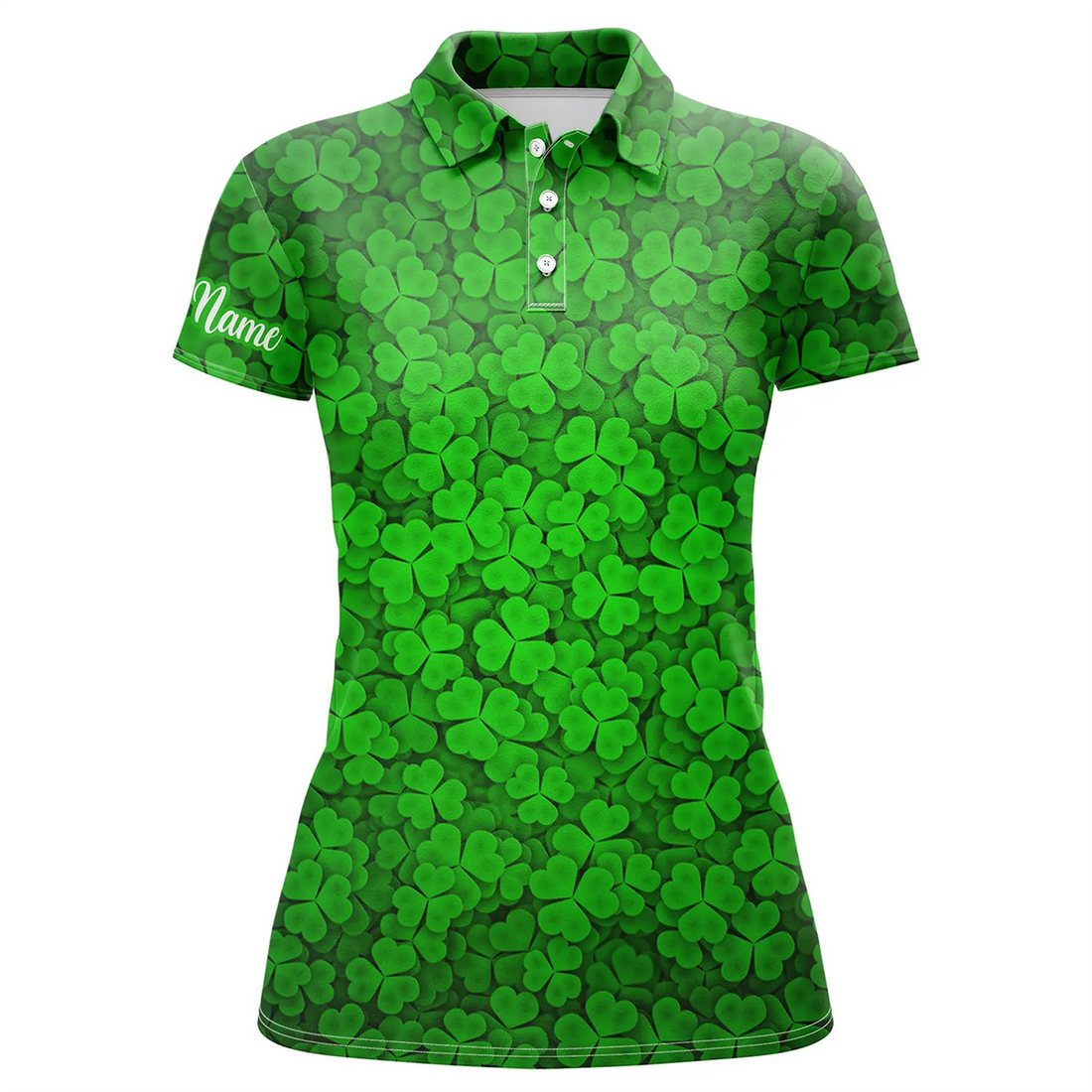 Custom Name Clover St Patrick Pattern Golf Shirts Women's Polo Shirts S-5XL