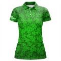 Custom Name Clover St Patrick Pattern Golf Shirts Women's Polo Shirts S-5XL