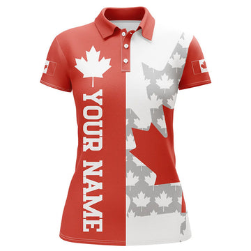 Custom Canadian Flag Red Maple Leaf Golf Design For Women's Polo Shirts S-5XL