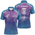 Custom Blue & Purple Disc Golf Jersey Lightning Thunder Men's Polo Shirt S-5XL