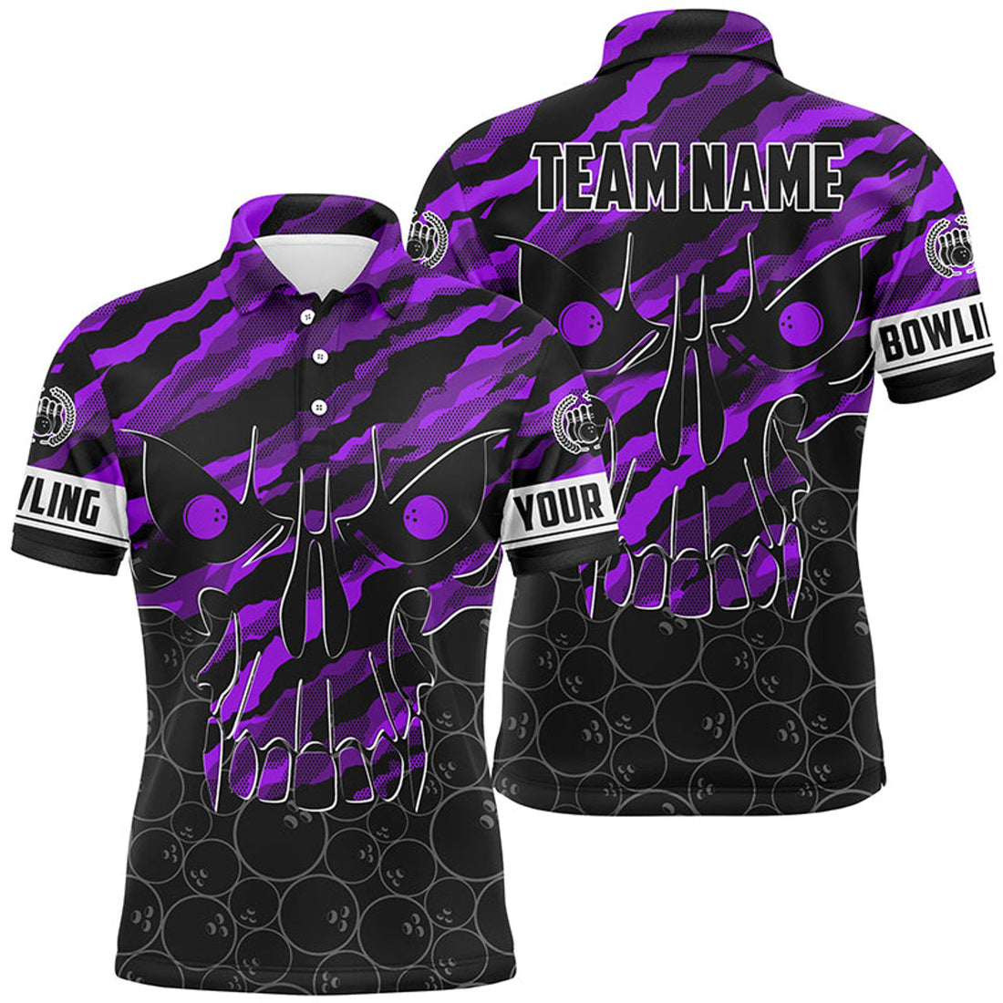 Personalized Skull Bowling Polo Shirt for Men Men's Polo Shirt S-5XL