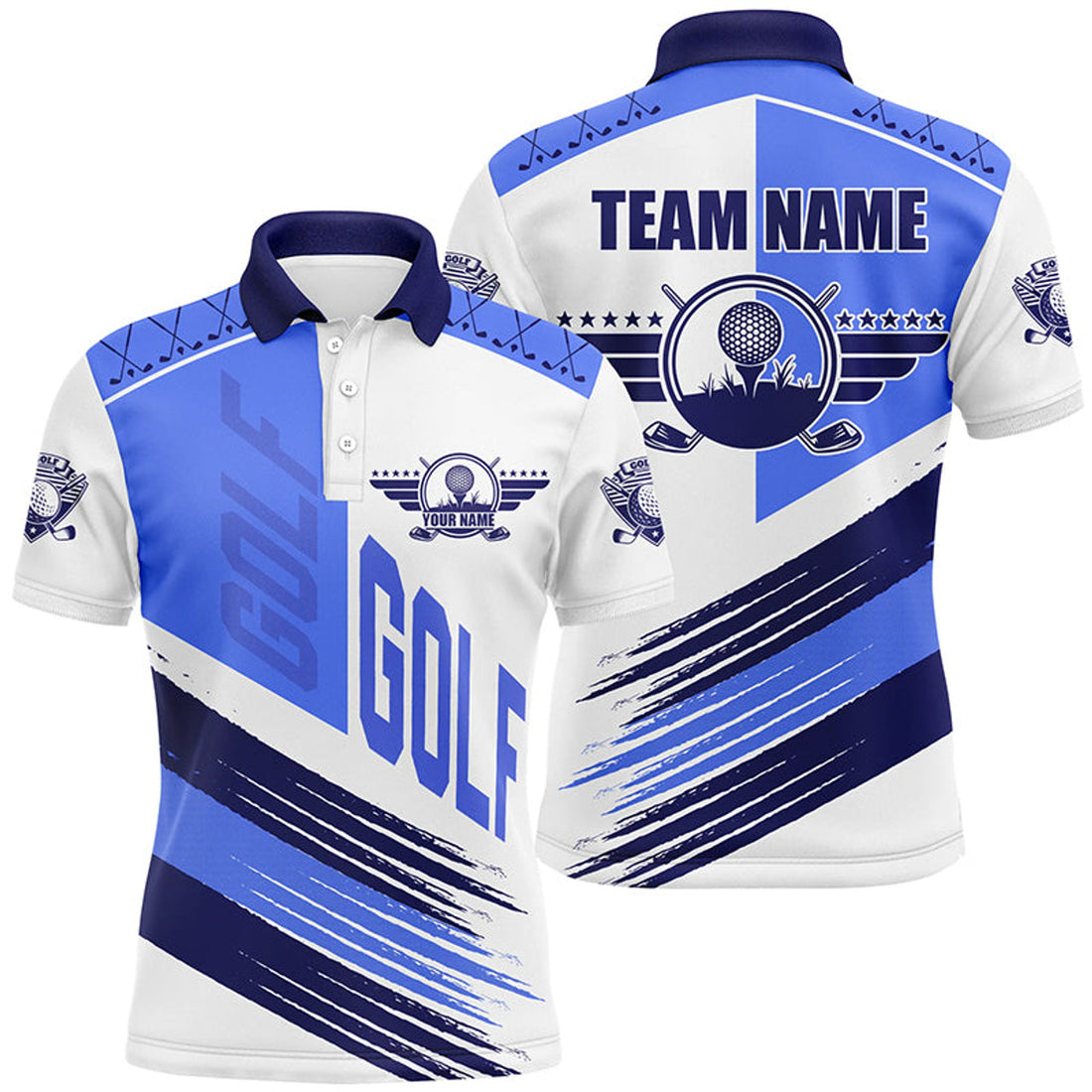 Custom Blue and White Golf Shirt Team Attire Men's Polo Shirt S-5XL