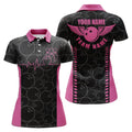 Custom Funny Bowling Team Heartbeat Pink Shirt For Women's Polo Shirts S-5XL
