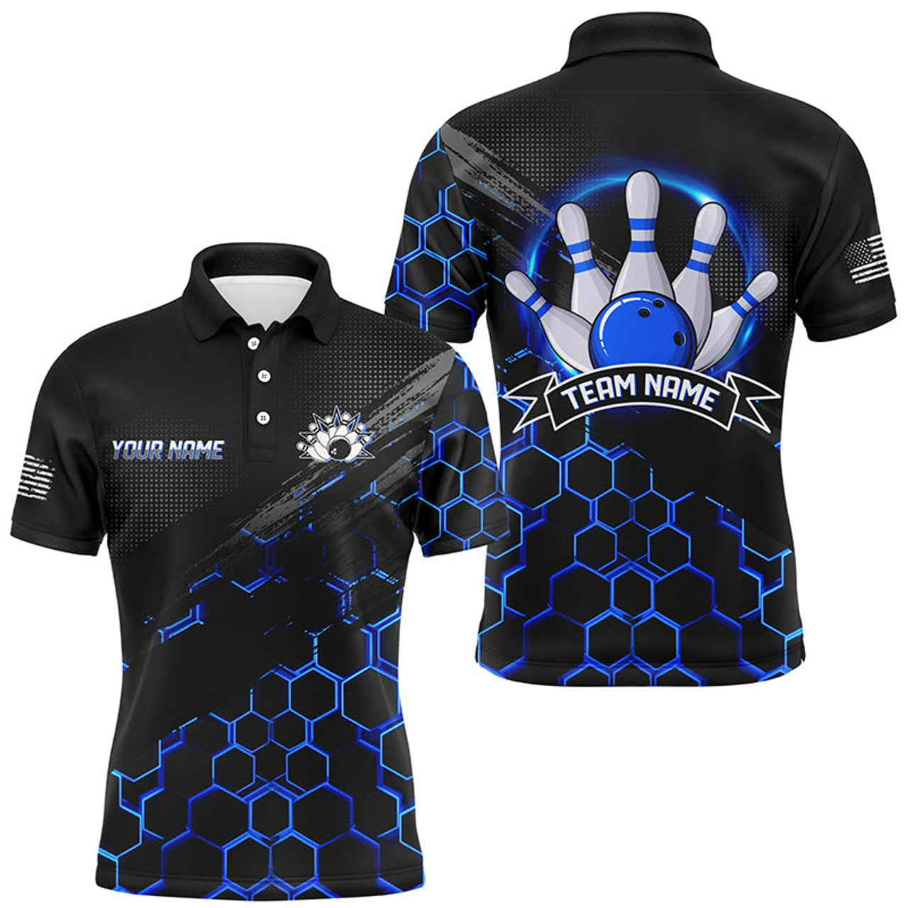 Custom Bowling Apparel Quarter-Zip Shirt Team Bowlers Men's Polo Shirt S-5XL