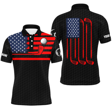Custom Golf American Flag Name Gift for Golf Lover Men's Polo Shirt S-5XL