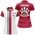 Custom Retro Flamingo American Flag Bowling Women's Polo Shirts S-5XL