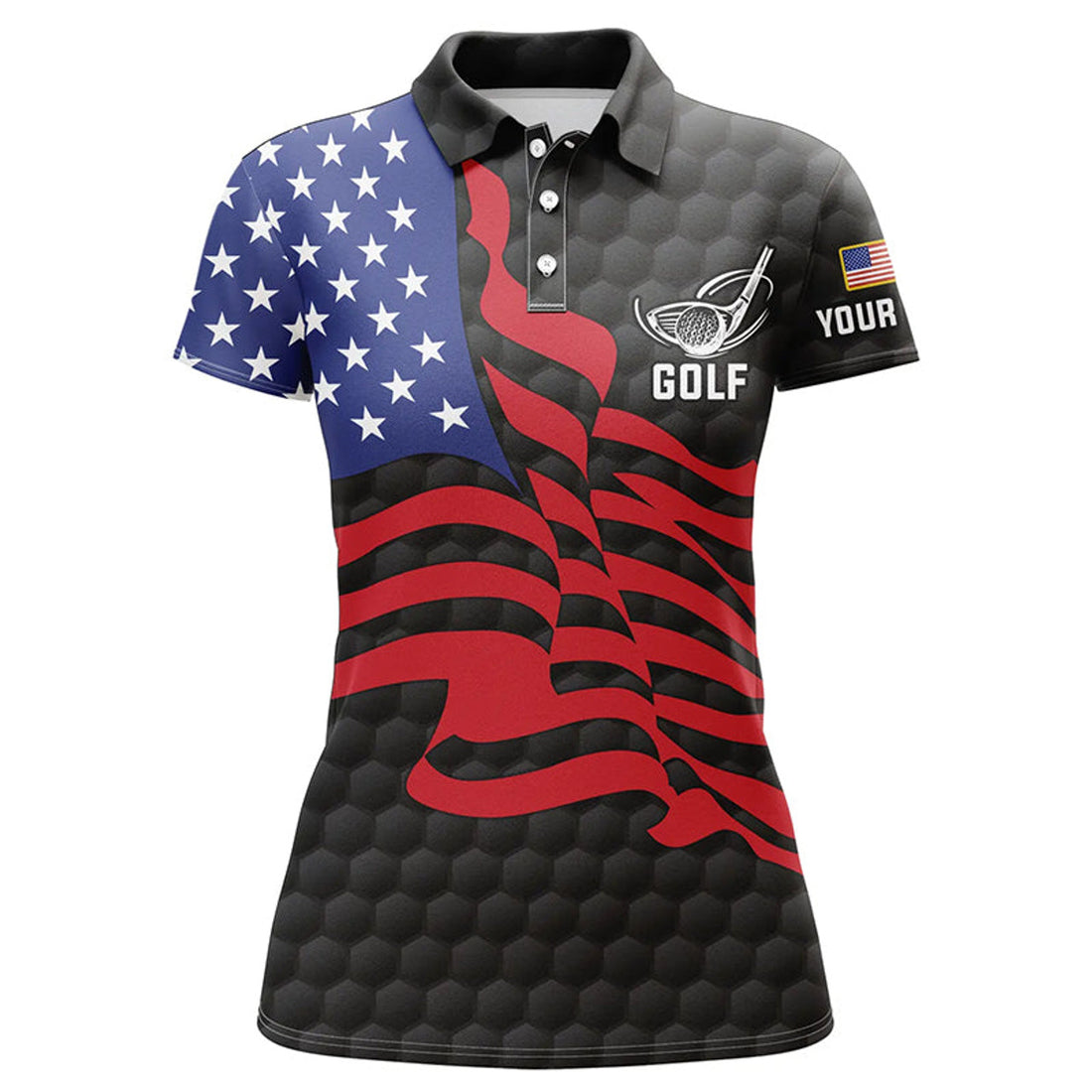 Custom Name American Flag Golf Polo for Patriotic Ladies Women's Polo Shirts S-5XL