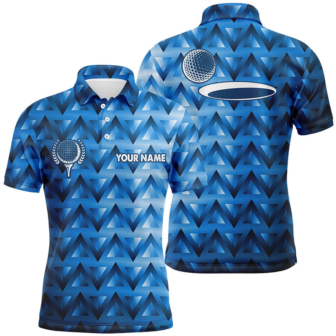 Blue Triangle Pattern Golf Polo Shirt Custom Top Mens Polo Shirt S-5XL