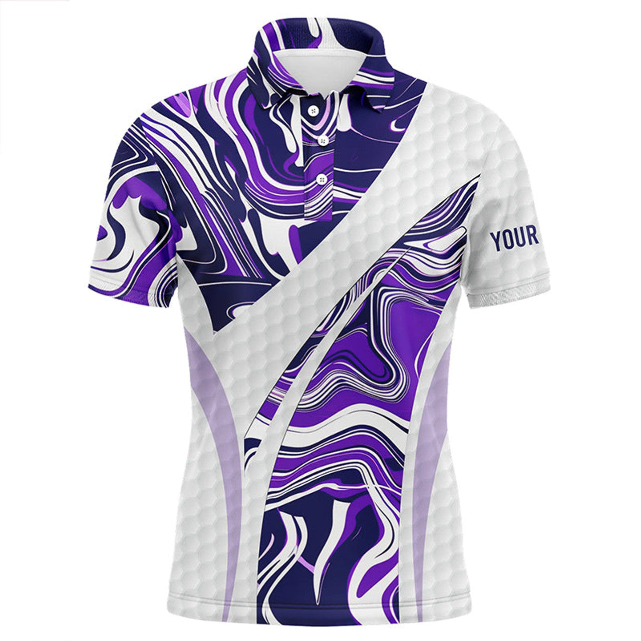 Purple Camo Custom Golf Ball Skin Mens Golf Top Gift Men's Polo Shirt S-5XL